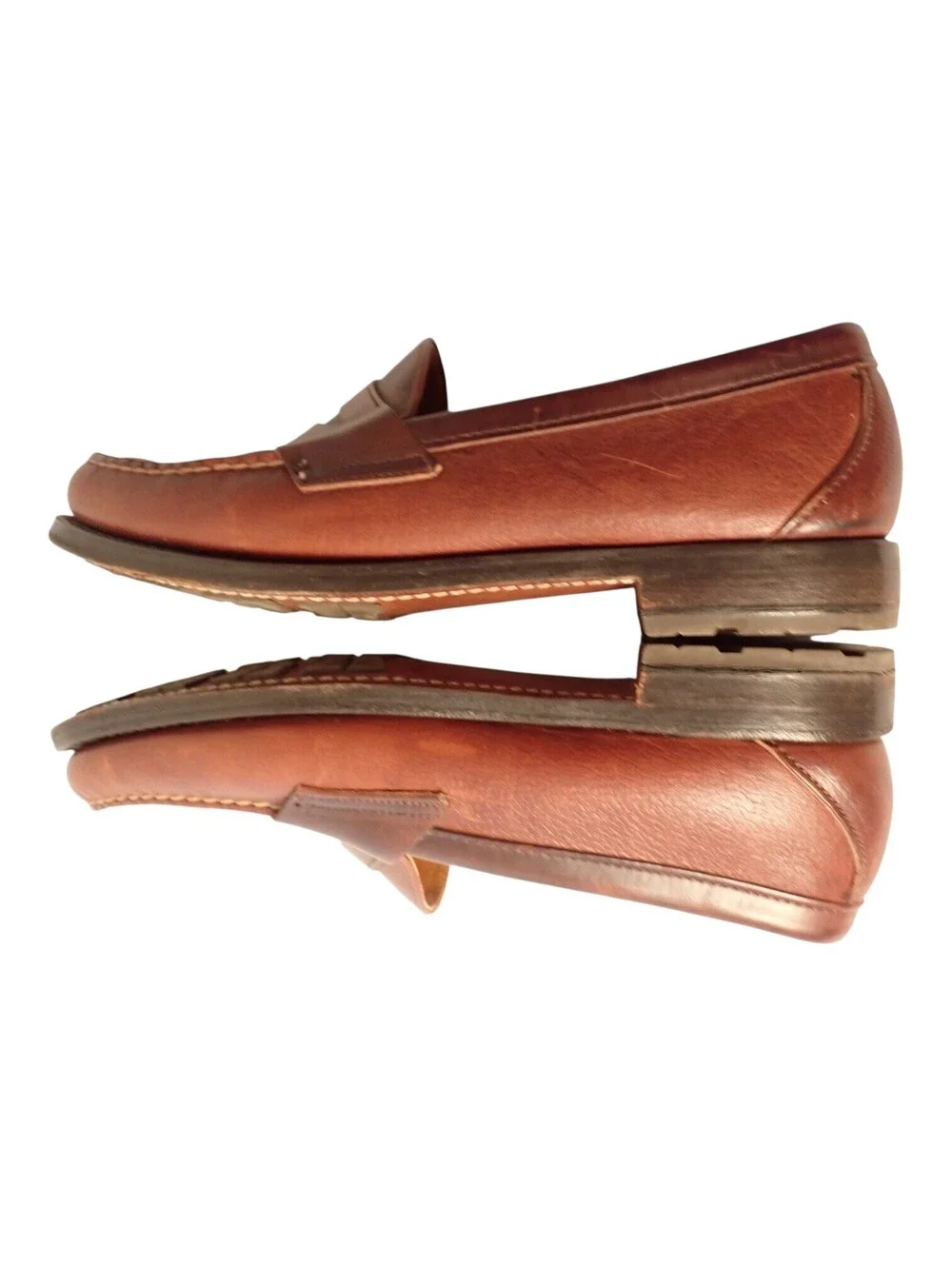 SEBAGO Beefroll Brown Leather Penny Loafers 2563W Size 9.5 D Made in USA Maine